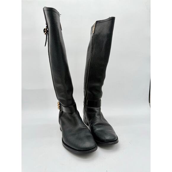 Tory Burch Elina Tall Black Textured Pebbled Leather Riding Boots Women's 7.5 - Picture 4 of 10